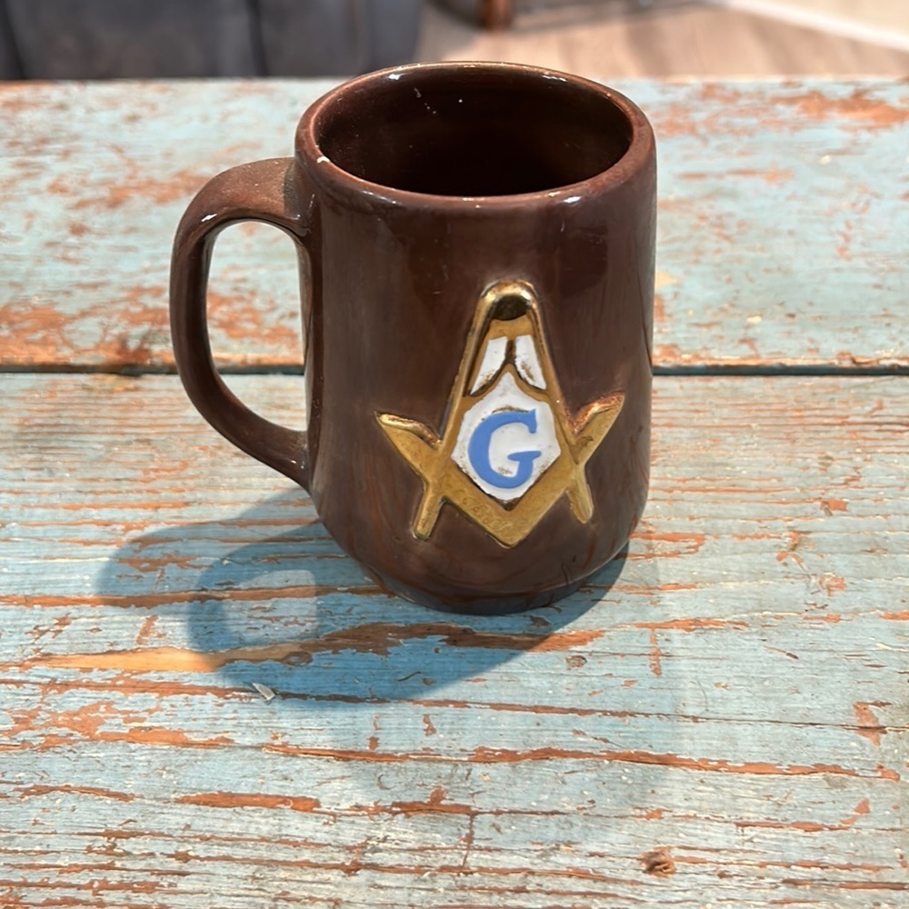Vintage Ceramic Handmade Masonic Mug